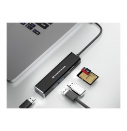 Conceptronic DONN08B Hub USB con Lector de Tarjetas