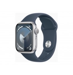 Apple Watch Series 9 GPS 41mm Caja de Aluminio Plata con Correa Deportiva Azul Tempestad M/L