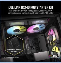 Corsair iCUE LINK RX140 RGB Starter Kit 2 Ventiladores Suplementarios PWM Negros 