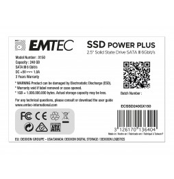 EMTEC X150 - 240GB - 25 INTENO SSD - SATA 6GB/S - 500MB/S