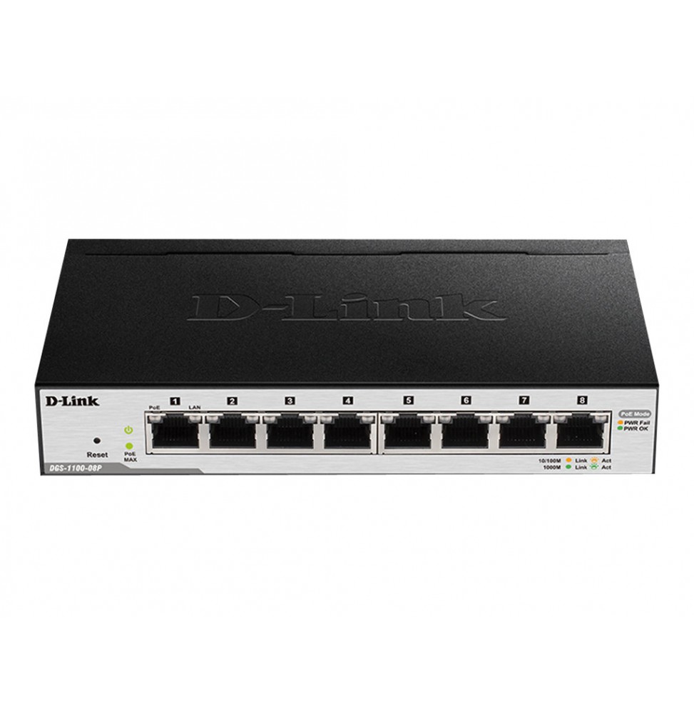 D-Link DGS-1100-08PV2 switch Gestionado L2/L3 Gigabit Ethernet (10/100/1000) Energía sobre (PoE) Negro