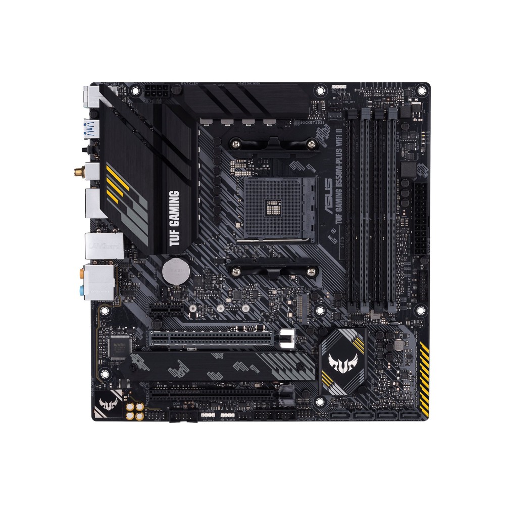 PLACA ASUS TUF GAMING B550M-PLUS WIFI IIAMDAM4B5504DDR4128GBHDMI+DPGBLAN25GHZ+WIFI6+BT516SATA3+2XM28USB32MATX