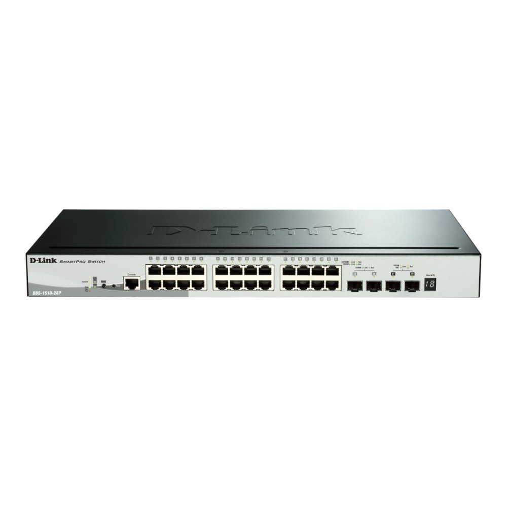 SWITCH SEMIGESTIONABLE D-LINK STACKABLE DGS-1510-28P/E 24 GIGA POE (193W) + 4P 10G SFP+