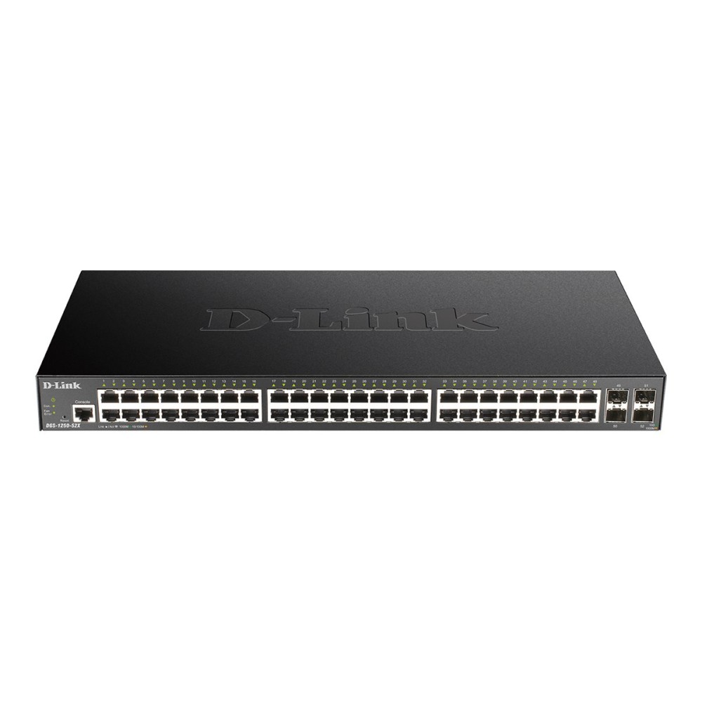 SWITCH SEMIGESTIONABLE D-LINK DGS-1250-52X/E 48P GIGA + 4P 10G SFP+ CAPACIDAD DE SWITCHING 176GBPS