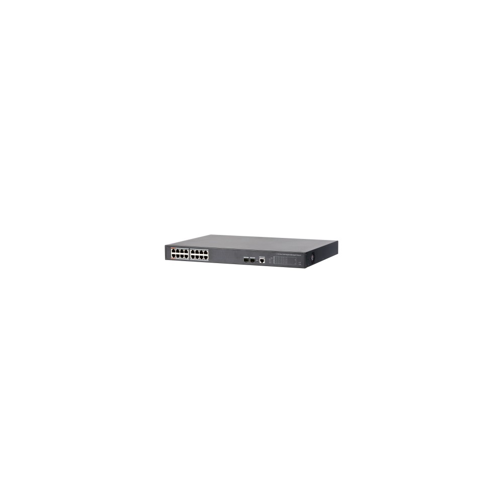 (DH-PFS4218-16GT-240) SWITCH POE 16 PUERTOS GIGABIT + 2 SFP UPLINK GIGABIT 240W 8023AT MANEJABLE LAYER 2