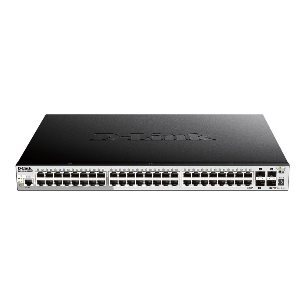 SWITCH SEMIGESTIONABLE D-LINK STACKABLE DGS-1510-52XMP/E 48P GIGA POE (370W)+ 4P 10G SFP+ POE (370W)