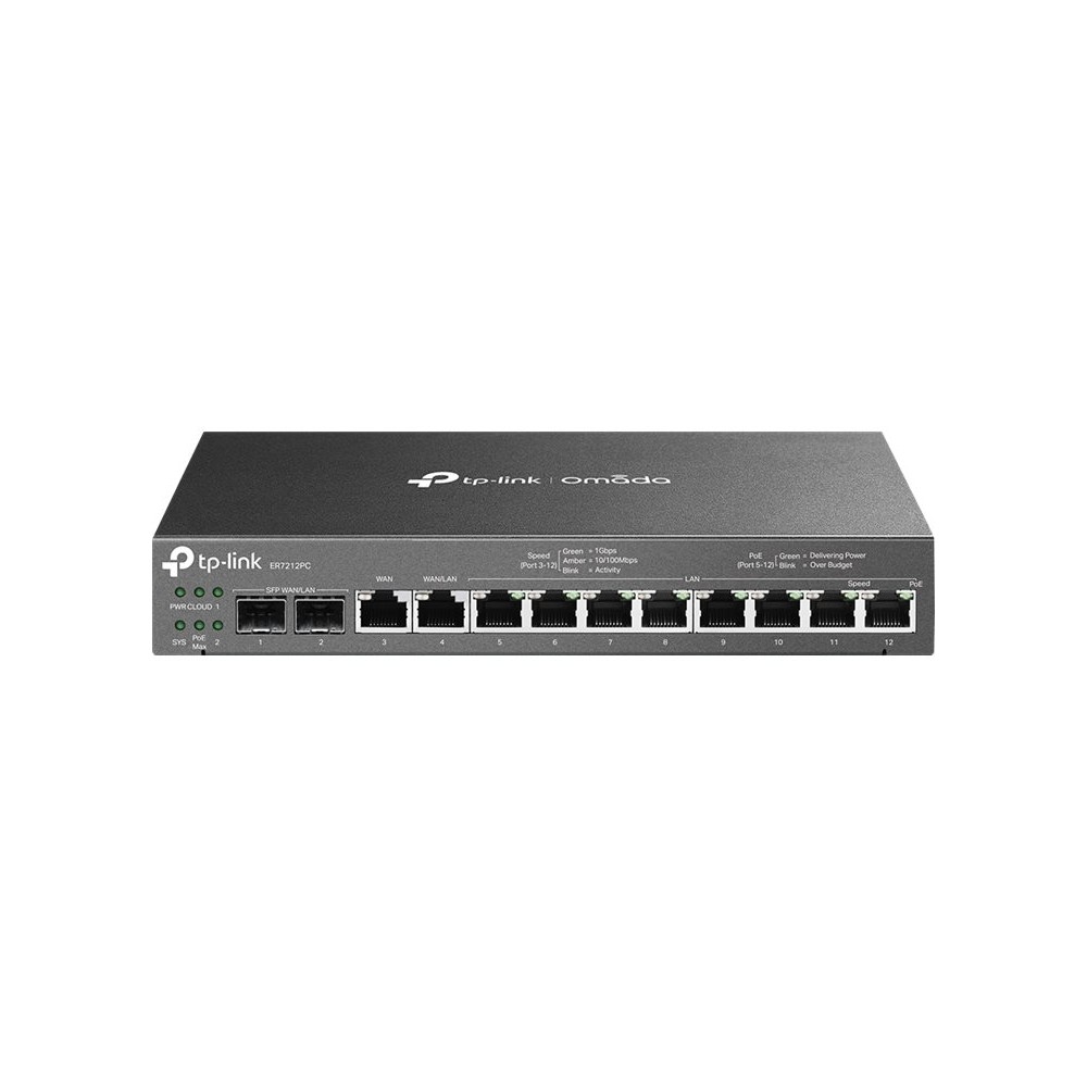 ROUTER VPN CON SWITCH POE Y CONTROLADOR OMADA TP-LINK ER7212PC 8P POE+ 110W 2P SFP GIGABIT