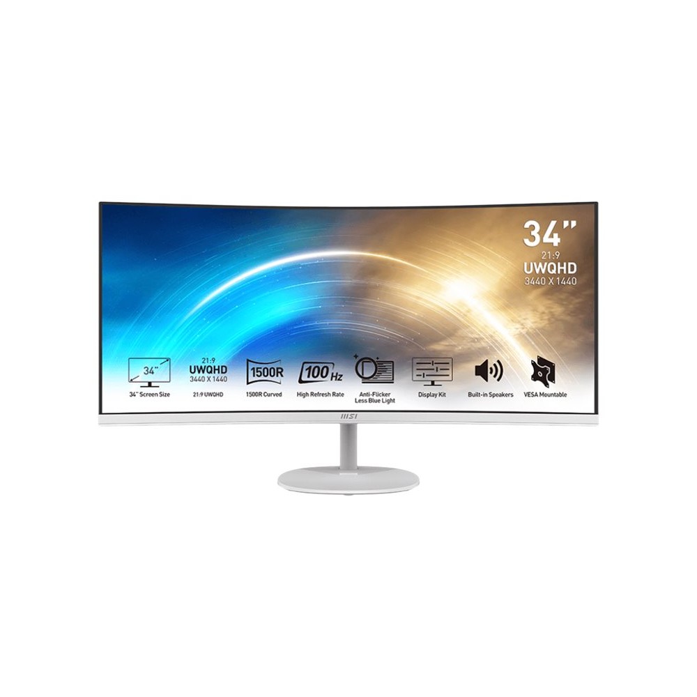 MSI MONITOR PRO MP341CQW 34 CURVO 3440 X 1440 UWQHD 100HZ BLANCO