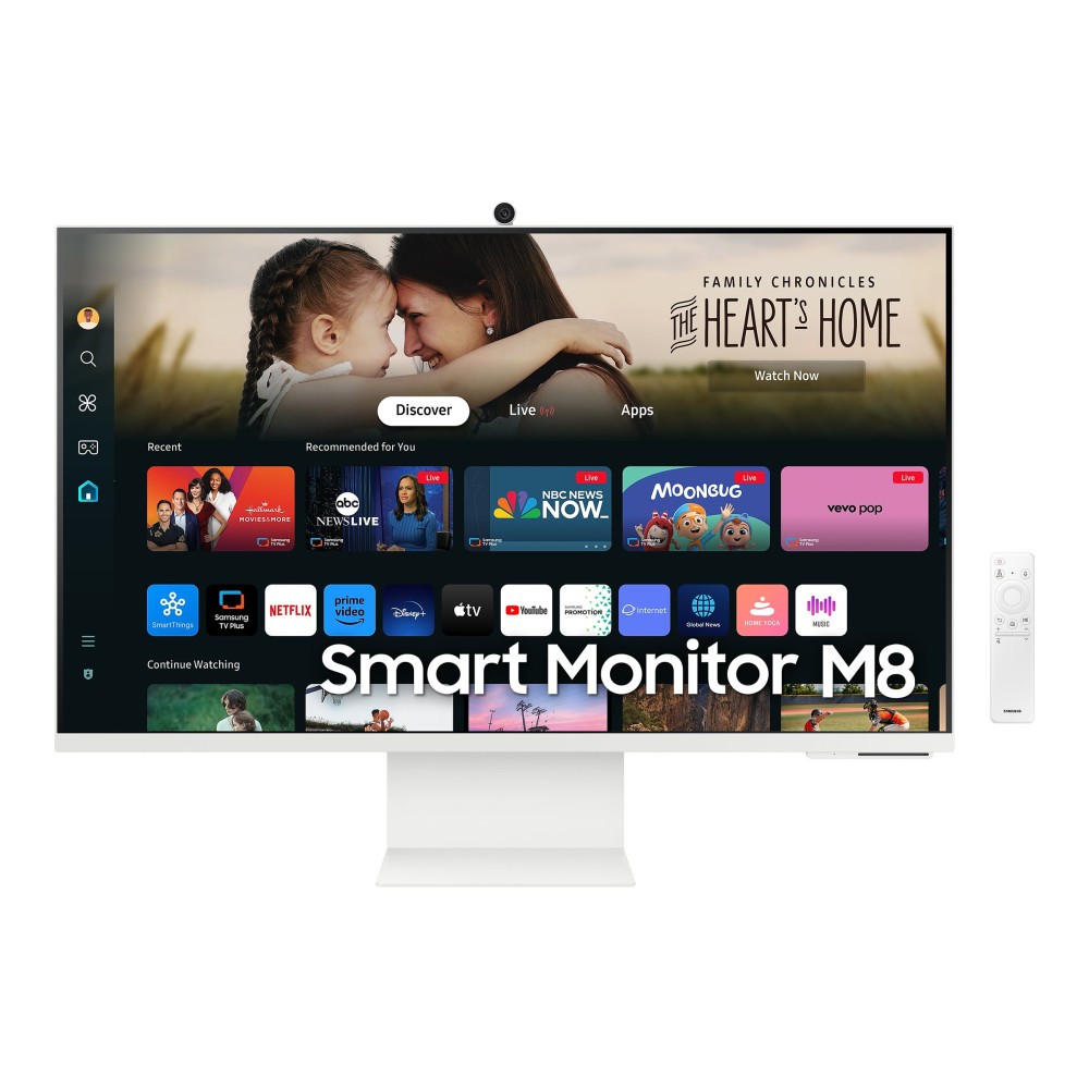 SMART MONITOR SAMSUNG M8 S32DM801UU 32/ 4K/ SMART TV/ WEBCAM/ MULTIMEDIA/ REGULABLE EN ALTURA/ BLANCO