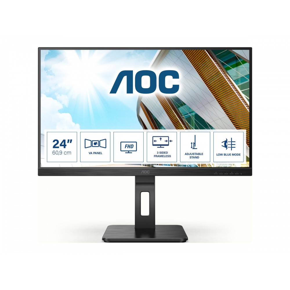 MONITOR PROFESIONAL AOC 24P2QM 238/ FULL HD/ MULTIMEDIA/ NEGRO