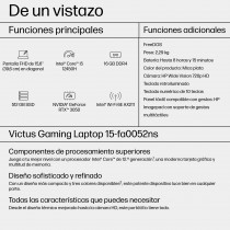 PORT?TIL GAMING HP VICTUS 15-FA0052NS INTEL CORE I5-12450H/ 16GB/ 512GB SSD/ GEFORCE RTX3050/ 156/ SIN SISTEMA OPERATIVO