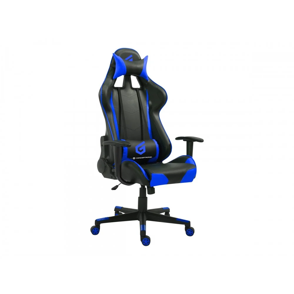 SILLA GAMER CONCEPTRONIC EYOTA04B COLOR NEGRO DETALLES EN AZUL RECUBRIMIENTO PU DE ALTA CALIDADRECLINABLE DISEÑO ERGONOMICO