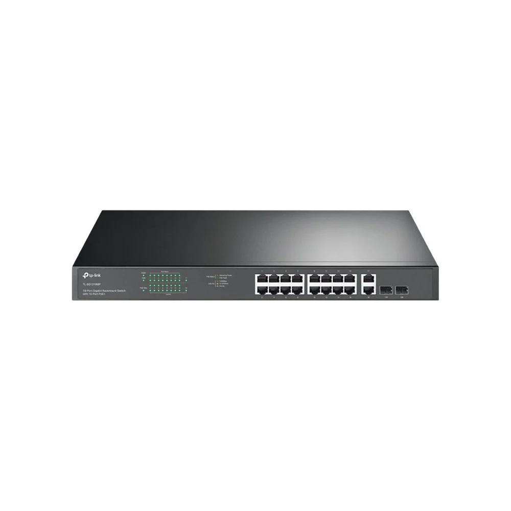 SWITCH SEMIGESTIONABLE TP-LINK SG1218MP 16P GIGA POE/POE+ +2P GIGA NO POE ALIMENTACION POE 192W RACK 19 1U