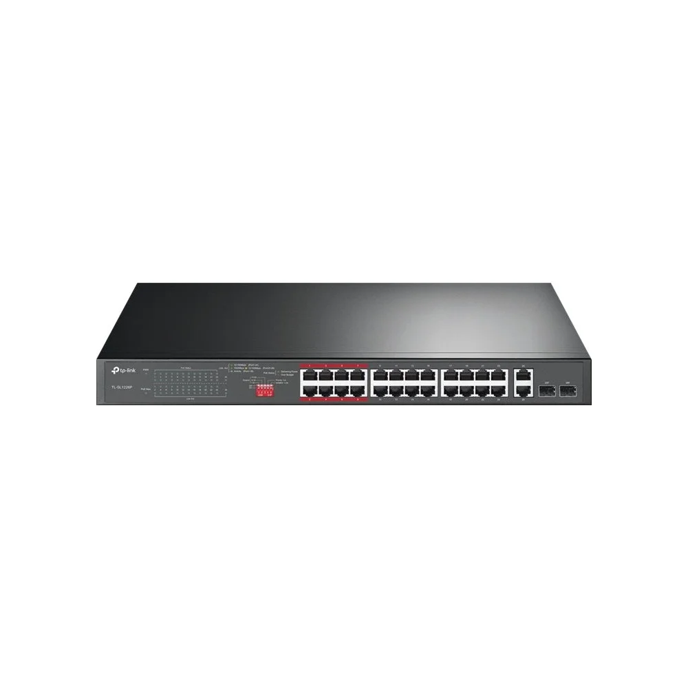 SWITCH NO GESTIONABLE TP-LINK TL-SL1226P 24P POE+ 10/100 2P GIGABIT 2P SLOTS COMBO GIGABIT SFP TOTAL POE 250W