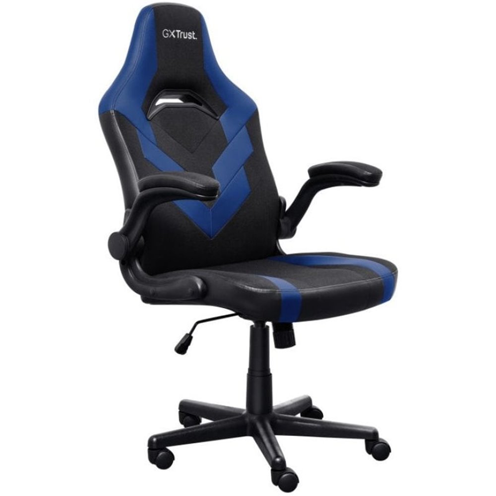 SILLA GAMER TRUST GXT 703 NEGRA/AZUL 25129 ELEVADOR DE GAS CLASE 4 REPOSABRAZOS ABATIBLES BLOQUEO DE INCLINACION MAX 140KG