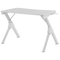 MESA MARS GAMING MGD WHITE CHASIS DE ACERO TABLERO 110X60CM ALTURA 74CM CON DISEÑO DE FIBRA DE CARBONO CON GUIAS Y SOPORTES