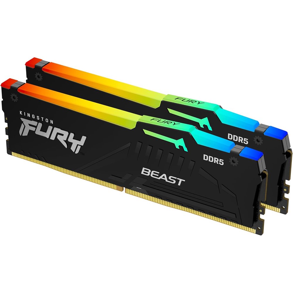 Memoria RAM Kingston FURY Beast RGB DDR5 64GB (2x32GB) 6400MT/s CL32 Memoria RAM Kingston FURY Beast RGB DDR5 64GB (2x32GB) 6400MT/s CL32