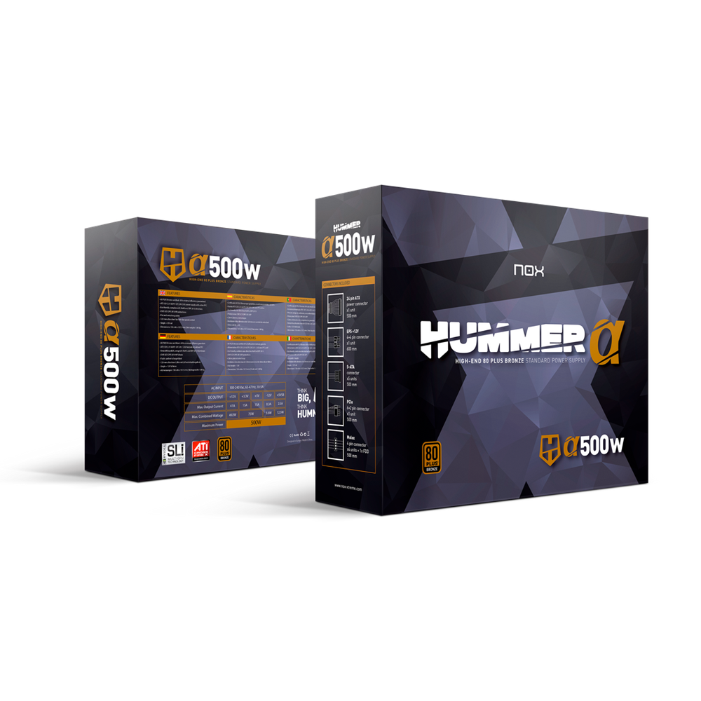 Fuente de Alimentación NOX Hummer Alpha 500W 80 Plus Bronze Fuente de Alimentación NOX Hummer Alpha 500W 80 Plus Bronze