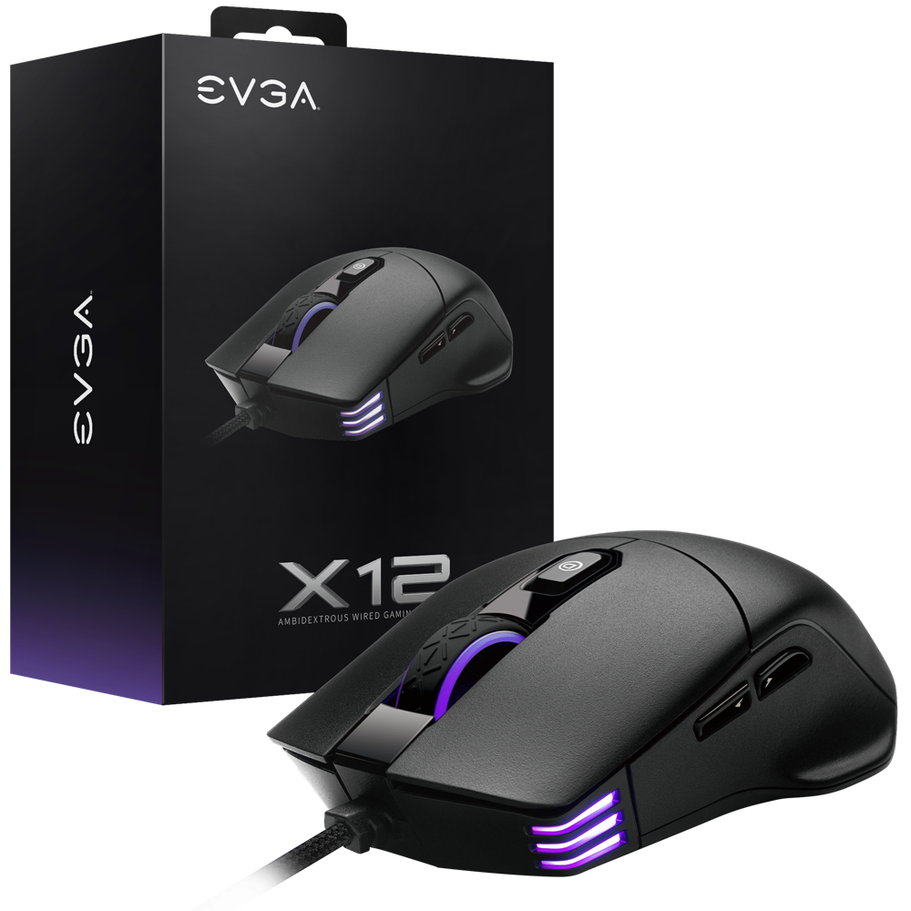 Ratón Gaming EVGA X12 con Cable, Negro