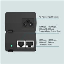 POE INJECTOR TP-LINK POE170S 2P GIGBIT 60W PASA DATOS Y ALIMENTACION POR EL MISMO CABLE HASTA 100 METROS PLUG AND PLAY