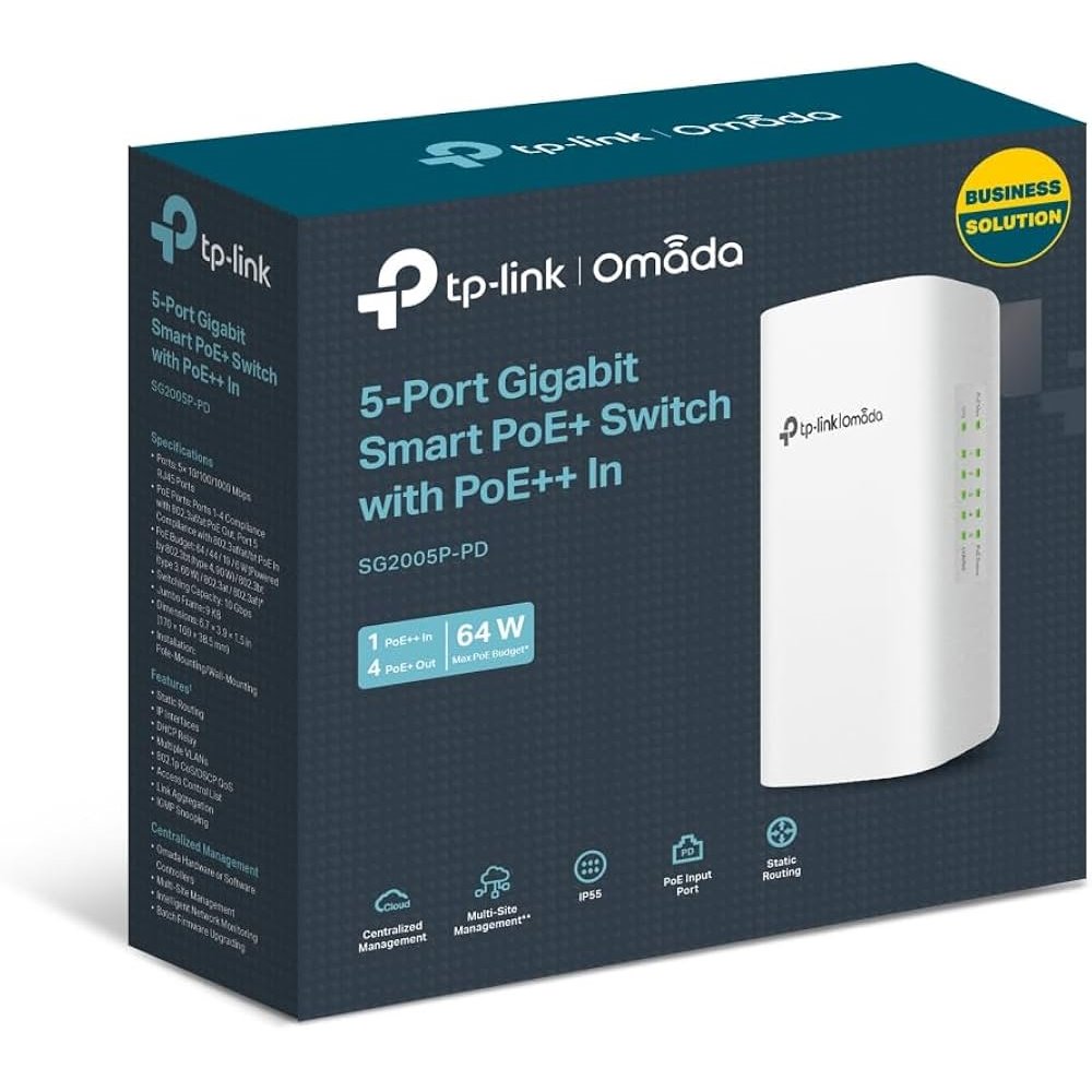 SWITCH GESTIONABLE OMADA TP-LINK SG2005P-PD 5P GIGABIT 1XPOE++ IN Y 4XPOE+ OUT EXTERIOR