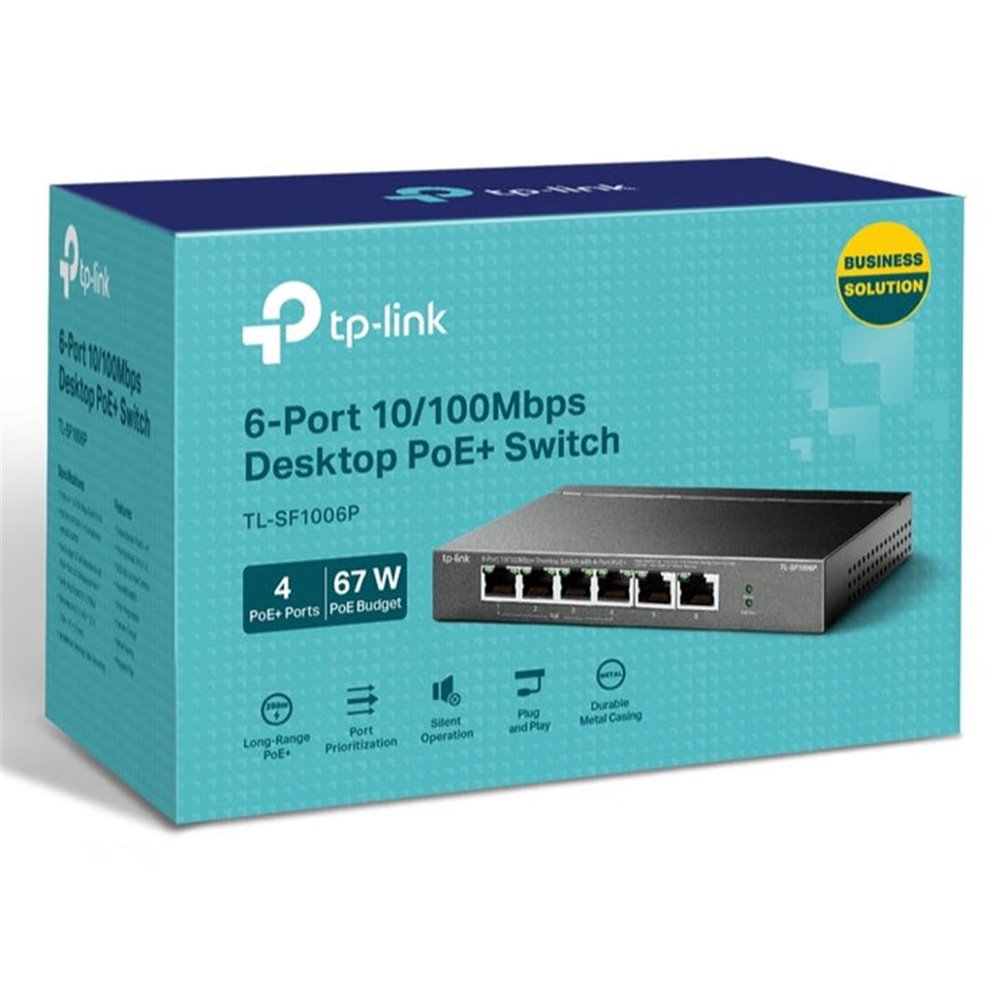 SWITCH NO GESTIONABLE TP-LINK LS106LP LITEWAVE 6P 10/100 4P POE+ SOBREMESA CARCASA METAL NO RACK