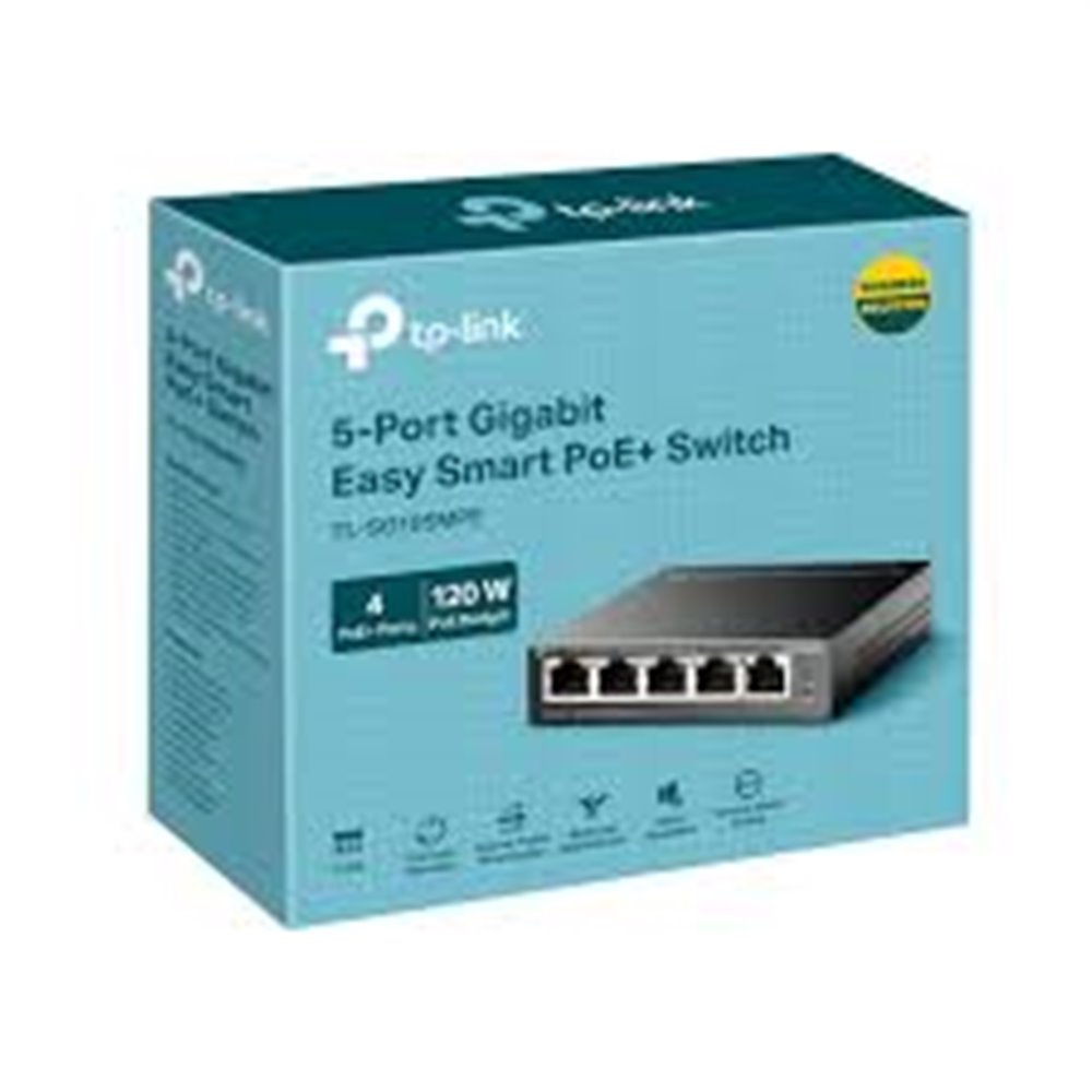 SWITCH SEMIGESTIONABLES POE+ TP-LINK SG105MPE 5P GIGABIT 4P POE+ TOTAL POE+ 120W CARCASA METALICA