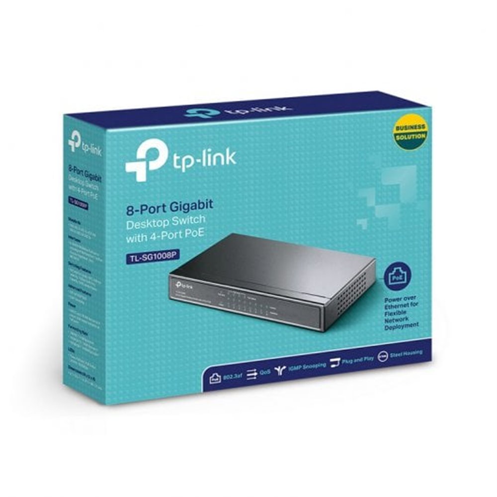 SWITCH NO GESTIONABLE TP-LINK SG1008P 8P GIGA CARCASA METALICA NO RACK CON 4P POE