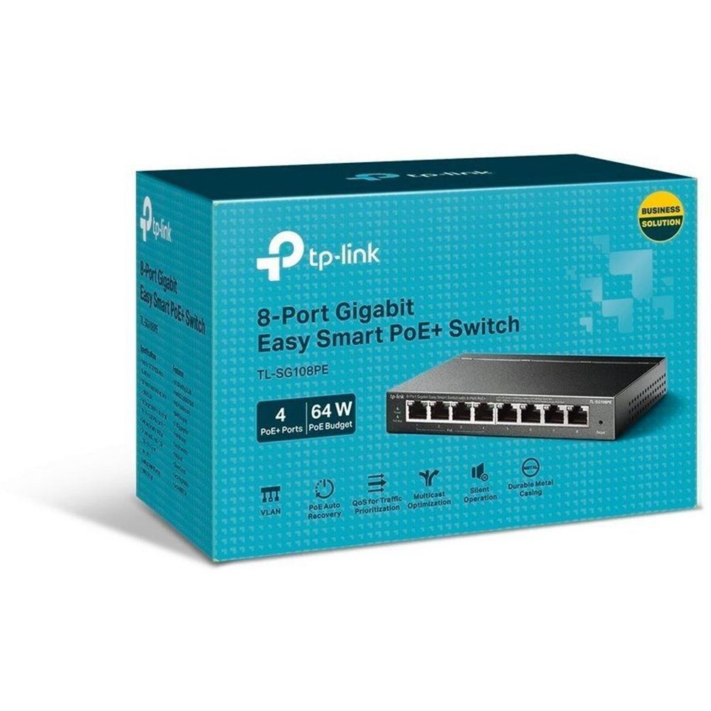 SWITCH SEMIGESTIONABLE TP-LINK SG108PE 8P GIGA ALIMENTACION POE 55W CARCASA METALICA
