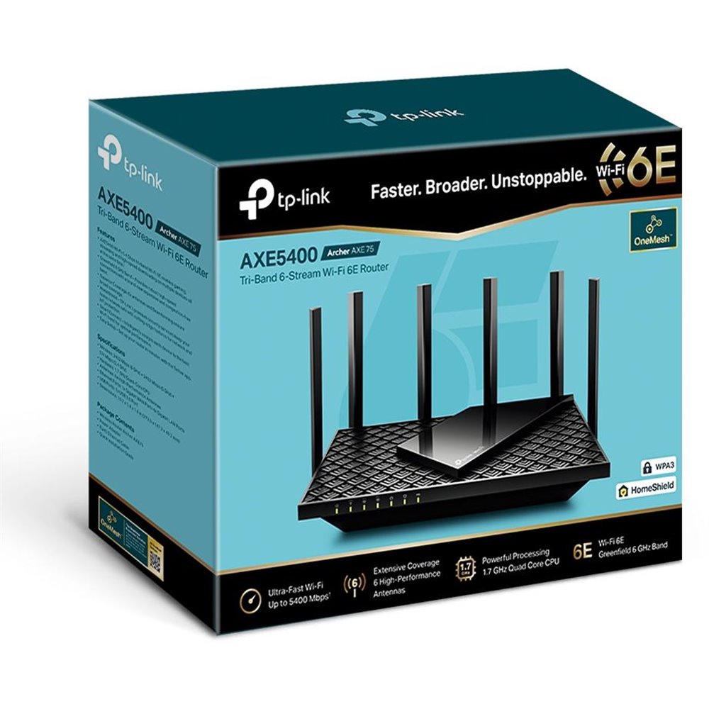 ROUTER ARCHER TP-LINK AXE75 AX5400 GIGABIT WI-FI 6E IA DE TRI-BANDA
