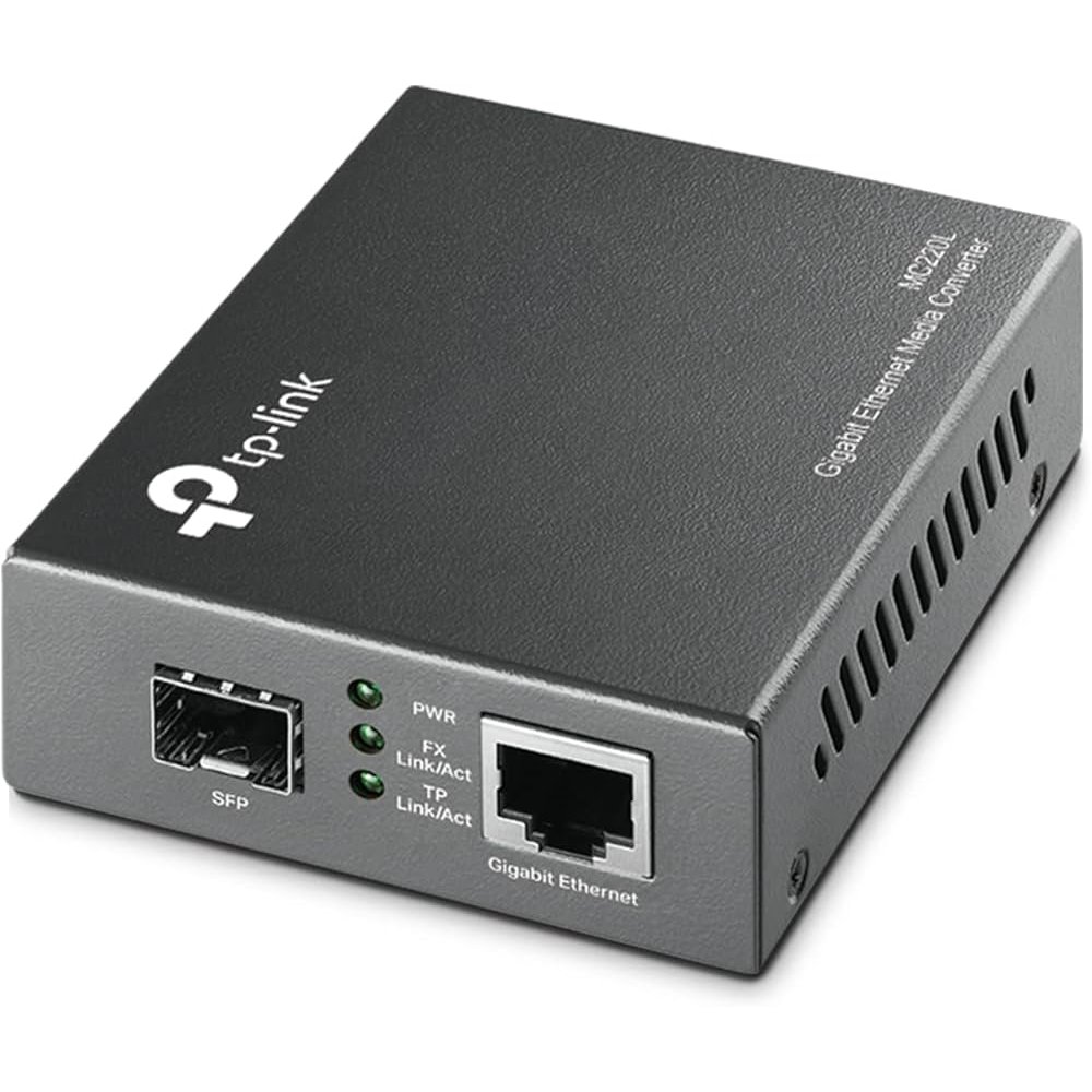 CONVERTIDOR FIBRA TP-LINK MC220L OMADA RJ45 10GB A RANURA SFP+ GIGA MINIGBIC MONTAJE EN CHASIS
