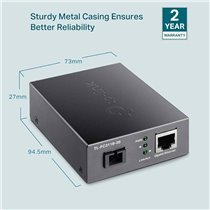CONVERTIDOR DE FIBRA TP-LINK FC311A-2 SINGLE-MODE GIGABIT BIDIRECCIONAL DE 1P RJ45 10/100/1000 A 1P SC PORT GIGABIT COBERTURA